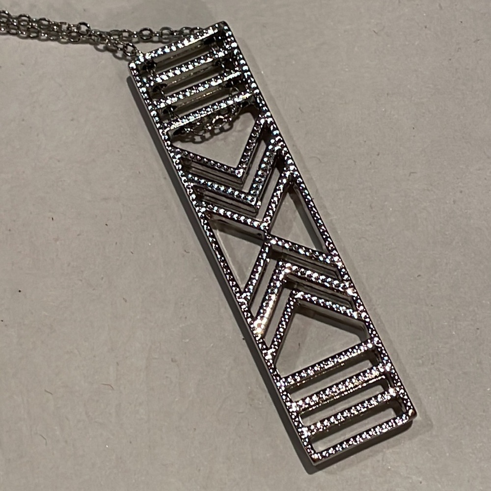 Express Silver Rhinestone Bar Necklace
